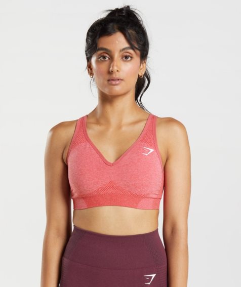 Women's Gymshark Vital Seamless 2.0 V Neck Sports Bra Pink | CA AD075N